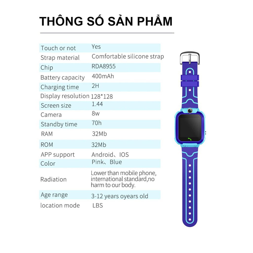 Đồng hồ thông minh trẻ em Q12 - mẫu đồng hồ định vị trẻ em nghe gọi như điện thoại dễ dàng, bảo vệ bé tuyệt đối an tâm