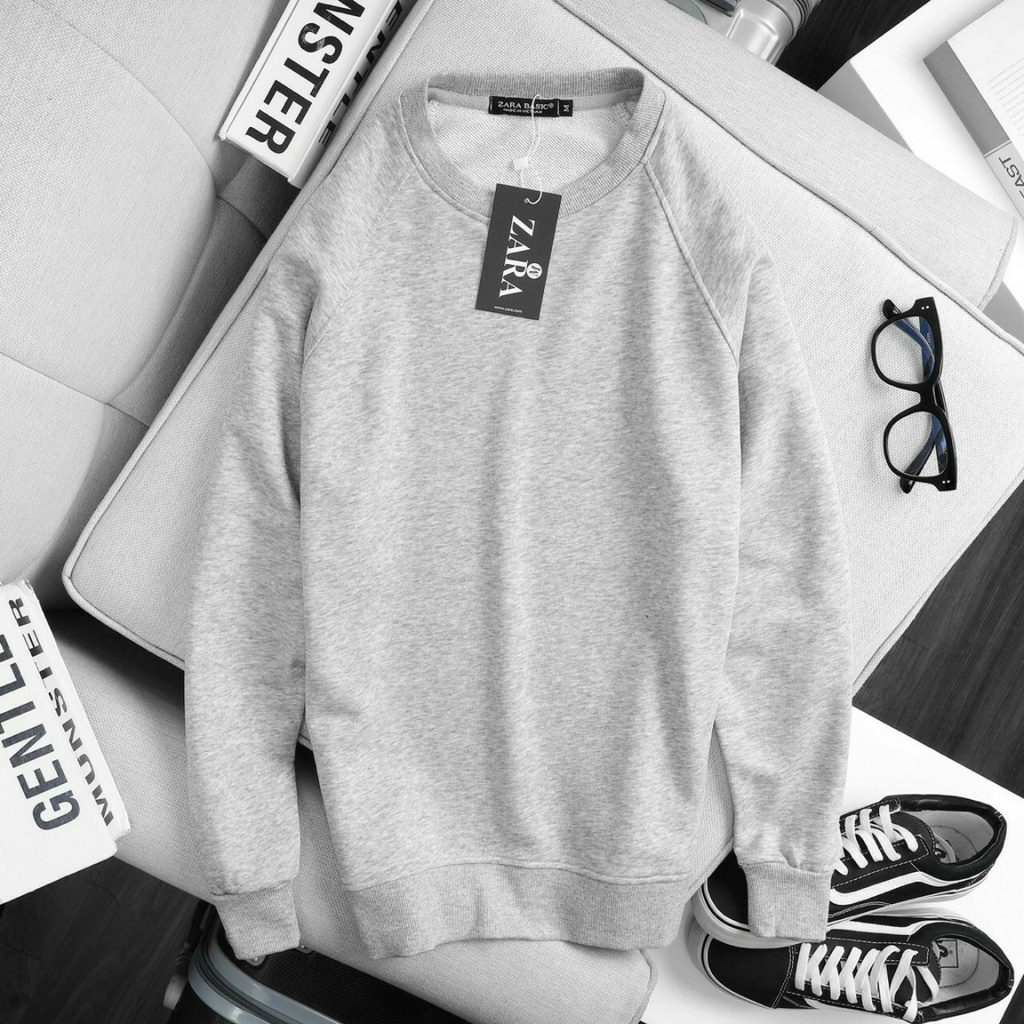 Áo thun tay dài Sweater màu trơn Unisex Cotton nỉ chân cua mềm mịn thấm hút tốt - 4 màu