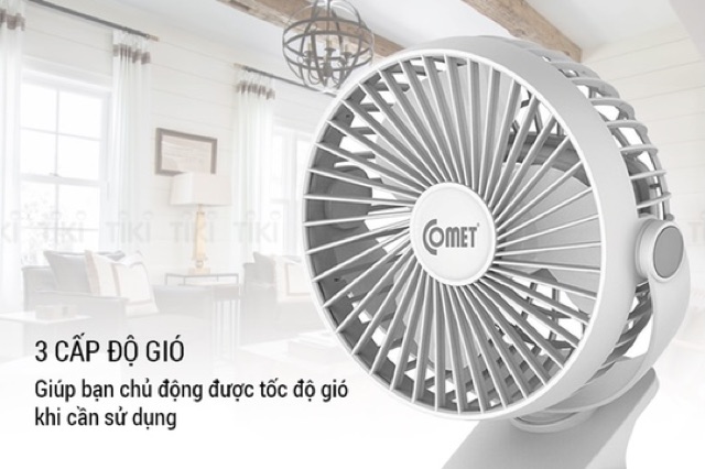 Quạt sạc COMET CRF0705 CHÍNH HÃNG [BH 12 tháng] (1 đổi 1) 2 màu Trắng/Xanh