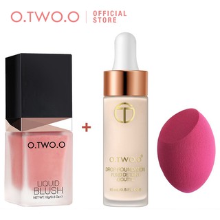 Set 3 Mỹ Phẩm O.TWO.O 199g Gồm Kem Má Hồng + Kem Nền + Mút Xốp Trang Điểm