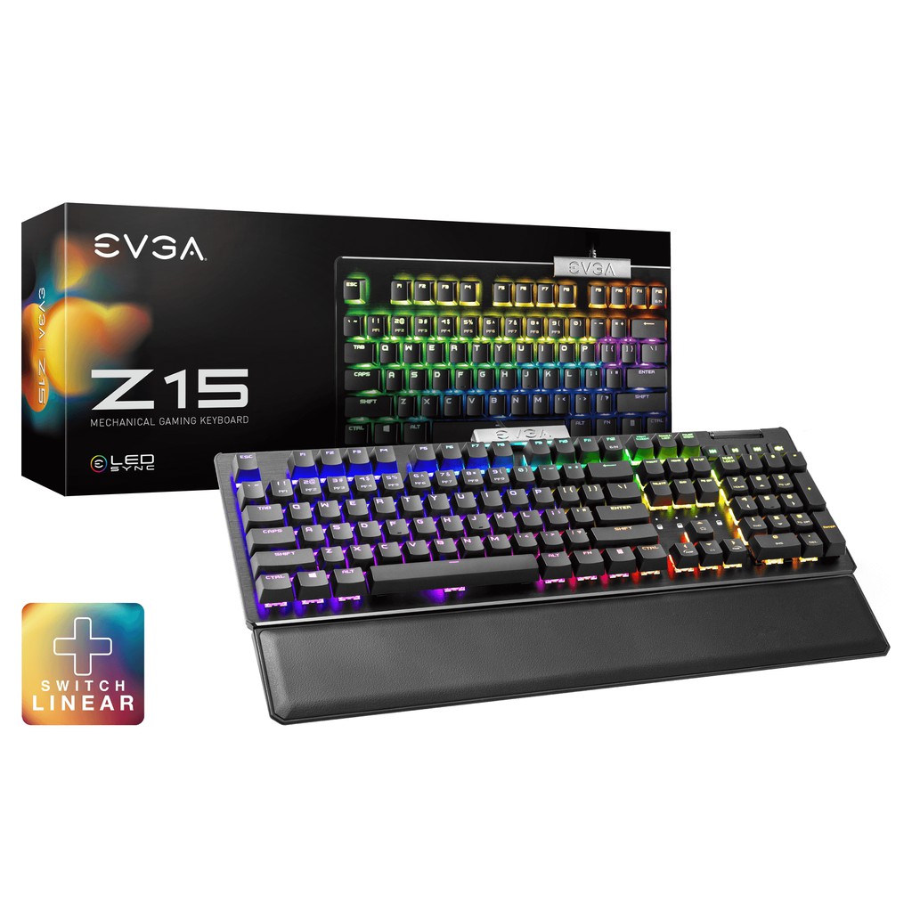 [Mã 33ELSALE hoàn 7% đơn 300K] Bàn phím cơ EVGA Z15 led RGB - Kailh Speed Switches Gaming Chính hãng