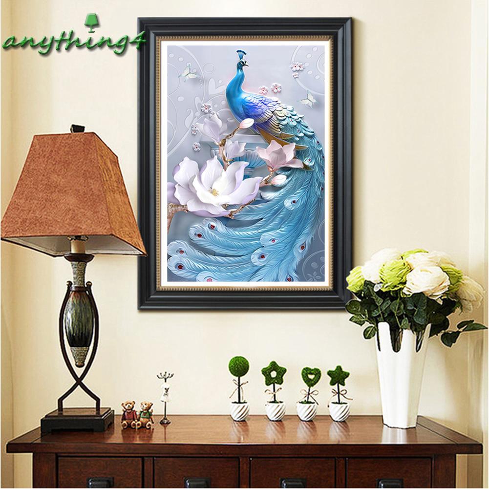 Bộ tranh thêu chữ thập đính đá 5D tự làm vẽ hình chim công xinh đẹp kỳ ảo | BigBuy360 - bigbuy360.vn