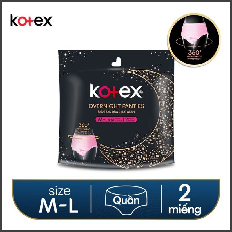 Gói 2c băng vệ sinh kotex đêm dạng quần size ML (KTX02)