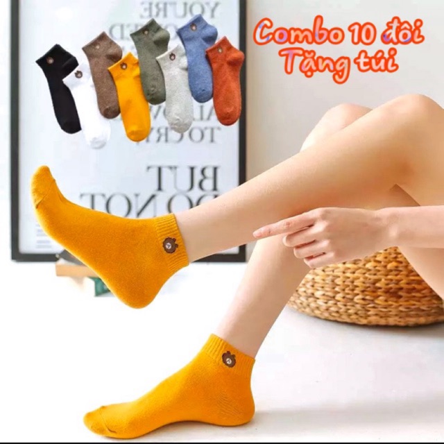 ok Combo 10 đôi vớ tất gấu Brown (Ảnh thật)