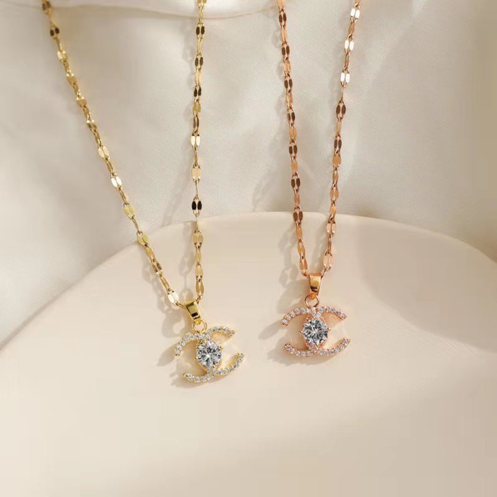Dây chuyền mạ vàng 18K/ vàng hồng đính đá sang trọng thời trang dành cho nữ