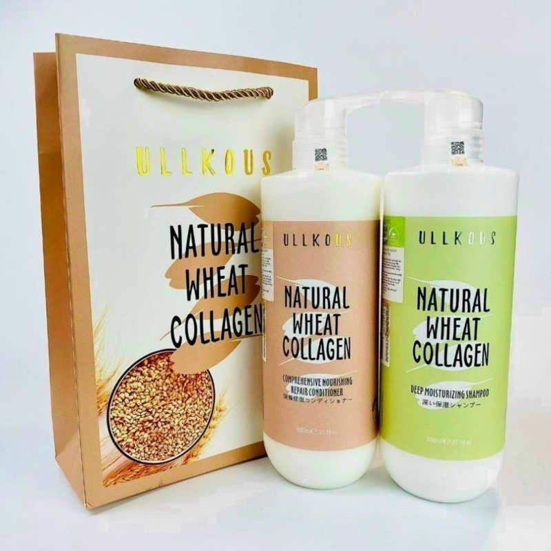 Cặp dầu gội xả collagen lúa mạch ullkous 800ml ngăn ngừa rụng tóc