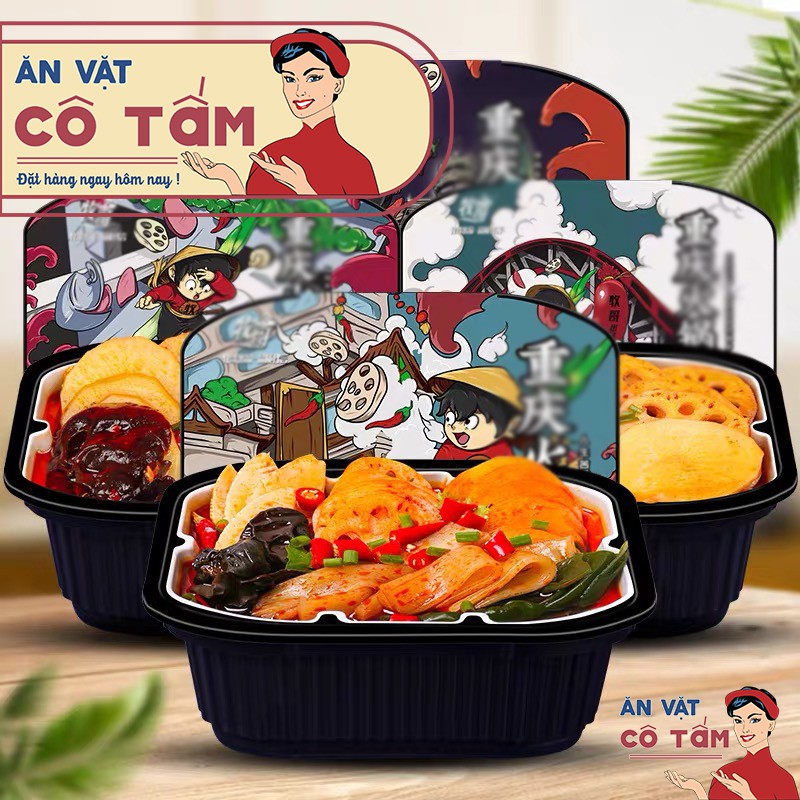 [SHOP KHUYÊN DÙNG] Hộp lẩu tự sôi ăn liền vị lẩu thịt bò cay tê Tứ Xuyên full topping rau các loại mỳ dai ngon