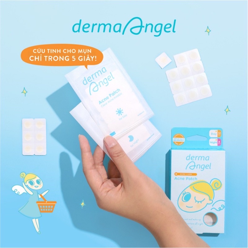 Bộ Miếng Dán Mụn Dùng Ban Ngày & Đêm Derma Angel Acne Patch For Day & Night 12 - 18 - 42 Miếng