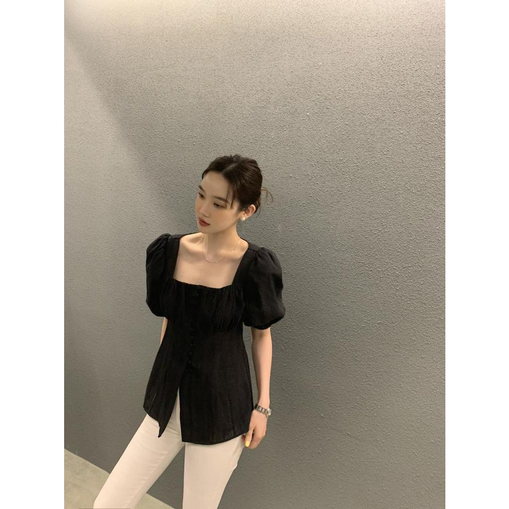 Áo Sơ Mi Ngắn Tay Cổ Vuông Một Hàng Nút Phong Cách Mới Mùa Hè 62775