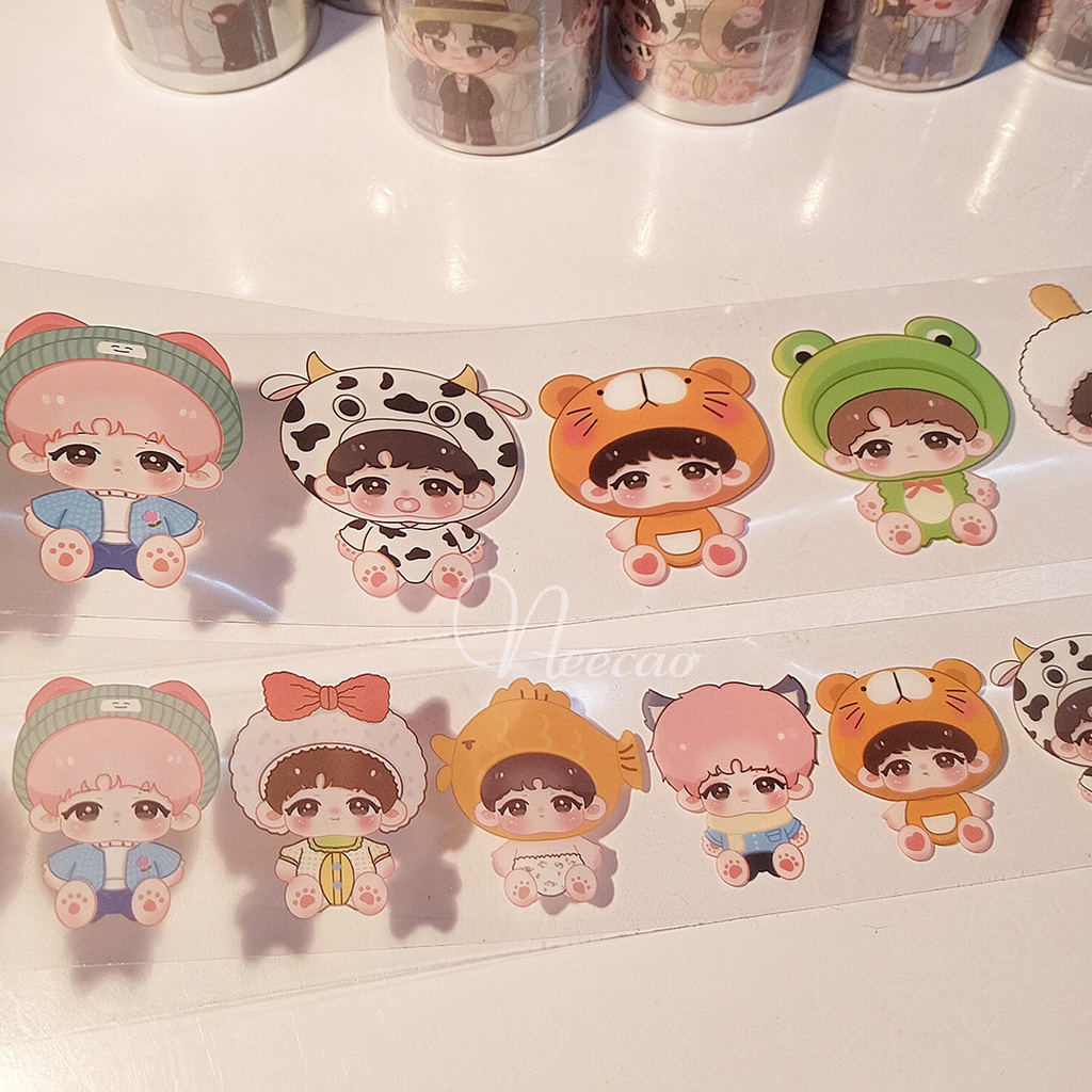 Hình dán chibi trong suốt Bác Quân Nhất Tiêu Tiêu Chiến Vương Nhất Bác Tỏa Nhi BJYX PET chu kỳ 37cm Neecao