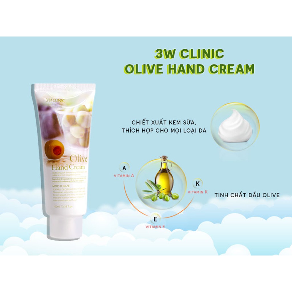 KEM DƯỠNG DA TAY OLIVE HAND CREAM 3W CLINIC 100ML