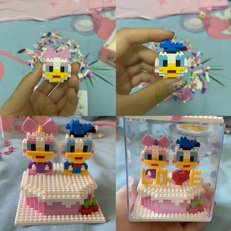 [CÓ SẴN] Mô Hình Lắp Ghép Lego Tạo Hình Bánh Kem Sinh Nhật  3D Thỏ Stella lou Và Donal Đồ chơi thông Minh Cho Bé Có Đèn