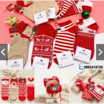 [Mã ELHADEV giảm 4% đơn 300K] Tất Nữ dễ thương Bear họa tiết NOEL vải cotton co dãn bền bỉ, ngăn mùi kháng khuẩn