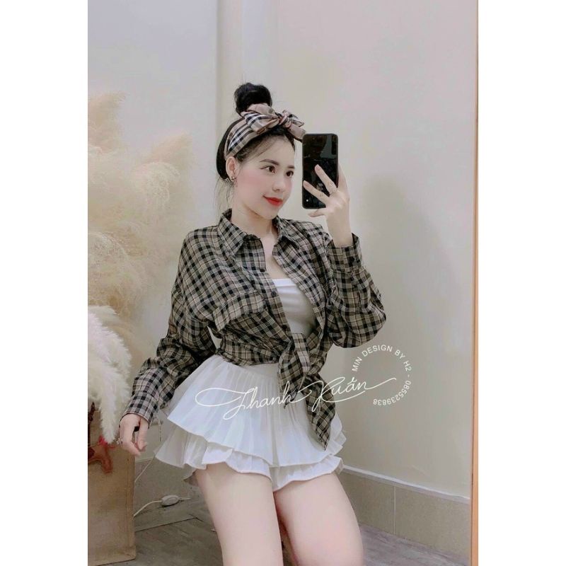 Áo sơ mi kẻ caro cá tính phom rộng