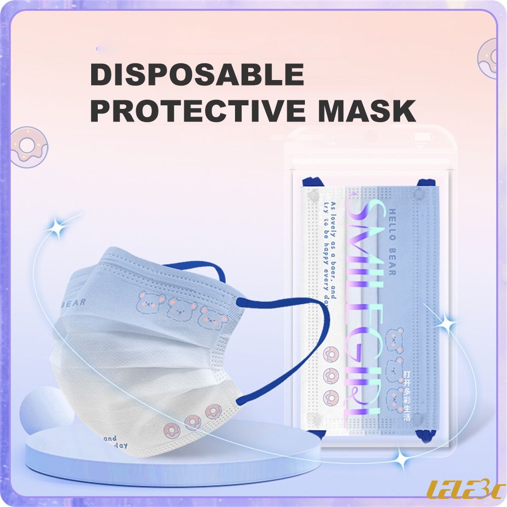 50PCS Màu Gradient Mặt Nạ Thư Động Vật In Mô Hình 3-Hai Lớp Bộ Lọc Dùng Một Lần Mặt Nạ Cho Người Lớn LELE