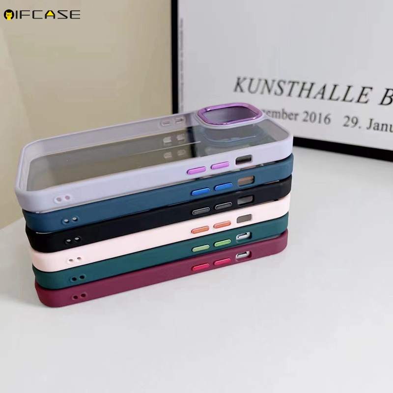 Ốp Điện Thoại Acrylic Trong Suốt Mạ Viền Đơn Giản Sang Trọng Dành Cho iPhone XS Max XR XS X 7 8 Plus SE 2020