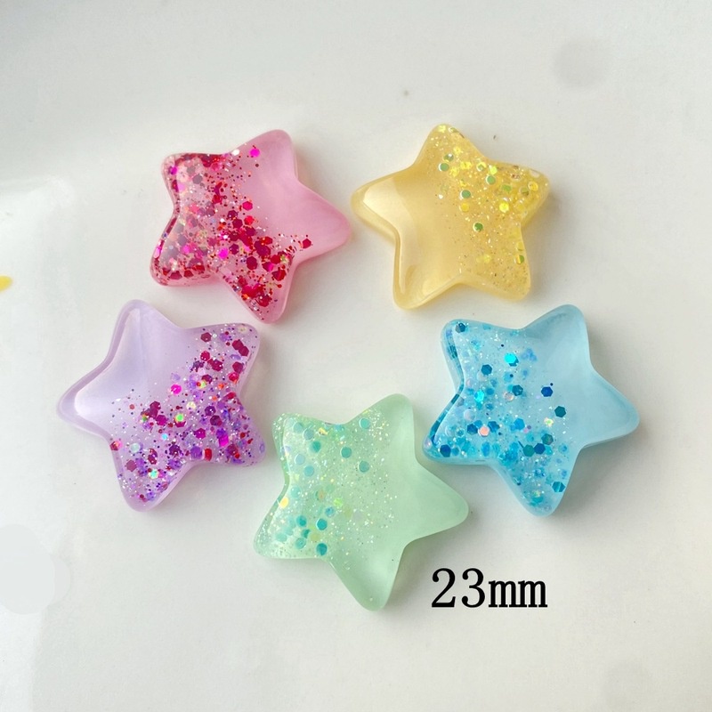 Set 10 Phụ Kiện Trang Trí Điện Thoại / Sổ Tay Trong Suốt Hình Ngôi Sao Lấp Lánh