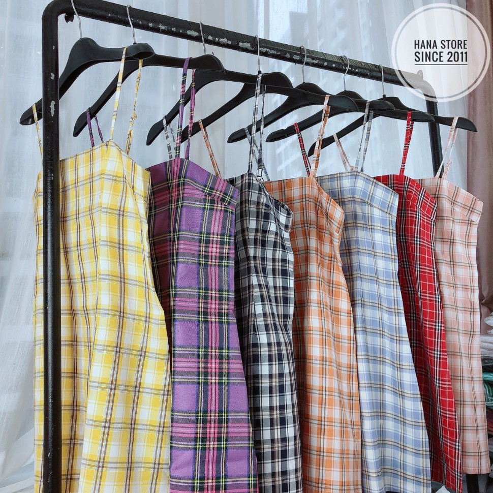 Váy 2 dây kẻ caro siêu xinh nhiều màu có sẵn