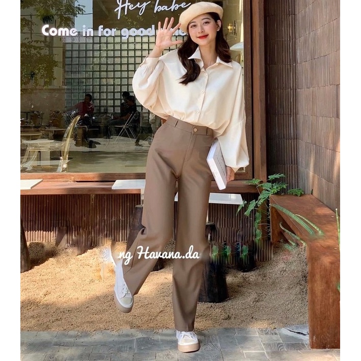 Sơ mi đũi Nhật tay phồng form rộng siêu xinh