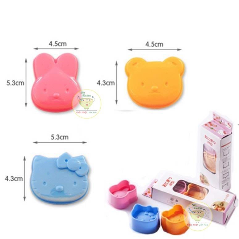 Set 3 khuôn cơm Bento nặn tạo hình cơm phong cách Nhật