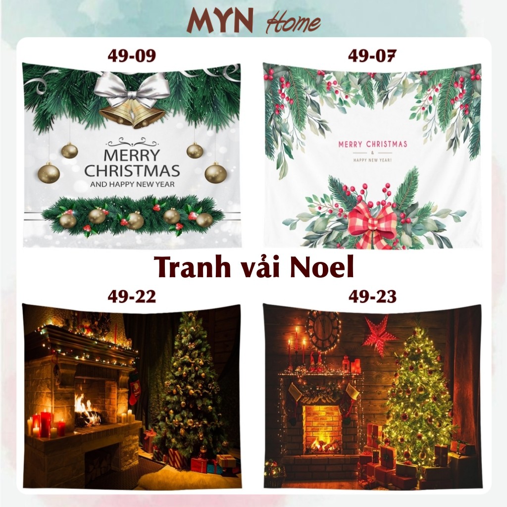 Tranh vải treo tường Decor, trang trí Noel, giáng sinh nhiều kích thước (TẶNG móc treo) MYN Home