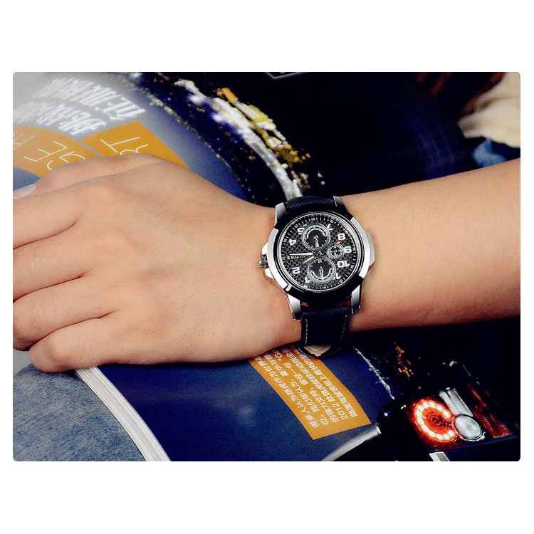 Đồng hồ nam Yazole 350 Dây da Dạ quang phong cách thể thao | BigBuy360 - bigbuy360.vn