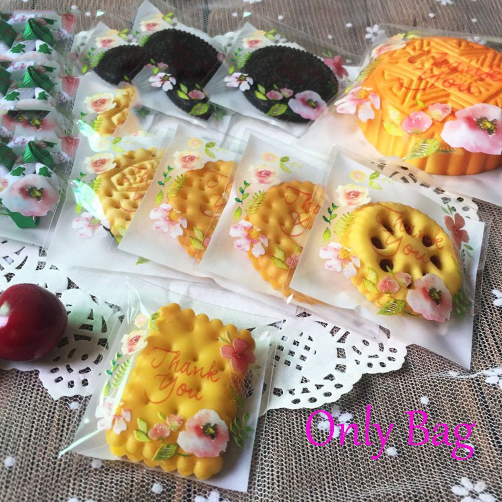☆YOLA☆ 100pcs   4 Sizes High Quality Candy Bag Wedding Favors Thank You Cookie Package New Plastic Hot Party Supplies Self-Adhesive