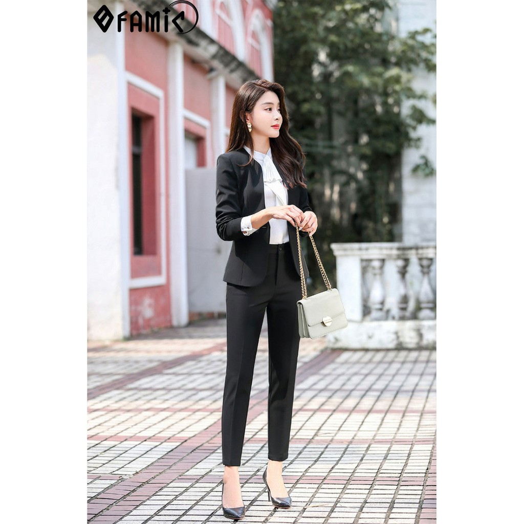 Vest Nữ Hàn Quốc ❤️𝑭𝑹𝑬𝑬𝑺𝑯𝑰𝑷❤️ Set Vest Nữ Công Sở Ofamic Gồm Áo Cổ Trụ và Quần Dài Lịch Lãm Sang Trọng | BigBuy360 - bigbuy360.vn