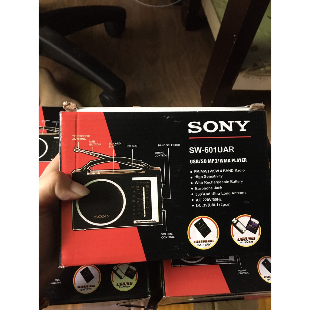 Loa Đài SW 601 UAR ,Máy Nghe Nhạc, Đài FM, học tiếng anh hỗ trợ kết nối thẻ nhớ, USB  Bảo Hành 1 Tháng