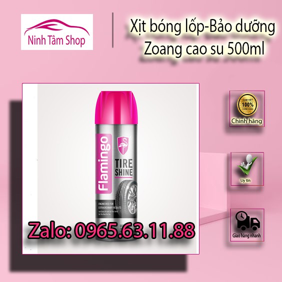 Chai xịt bóng lốp + bảo dưỡng zoang cao su Flamingo F010 500ml
