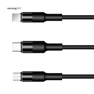 Dây cáp sạc 1.2m 3 trong 1 Type-C Micro USB cho Apple iPhone