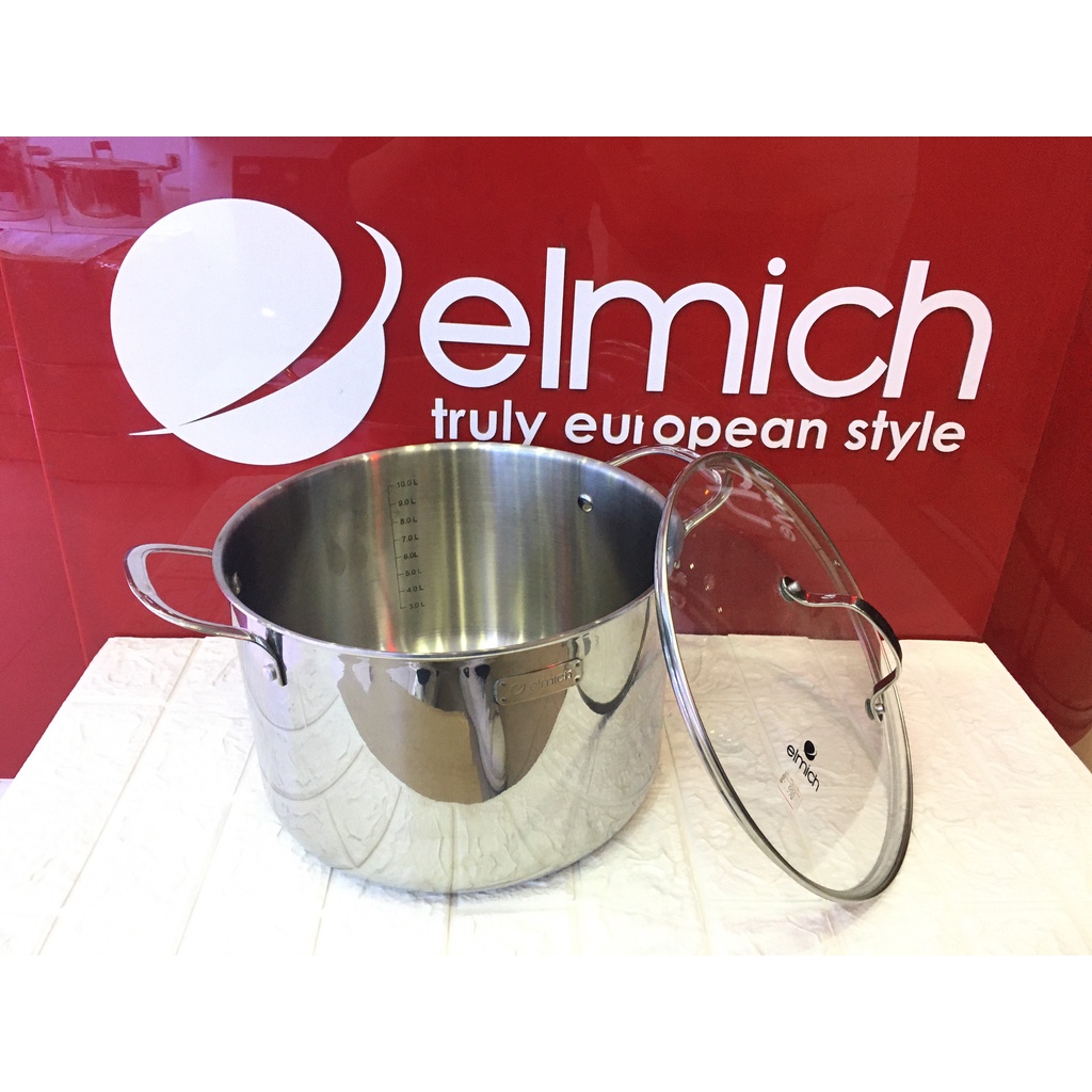 Nồi luộc gà Elmich inox 304 đáy đúc liền nguyên khối 30cm 28cm