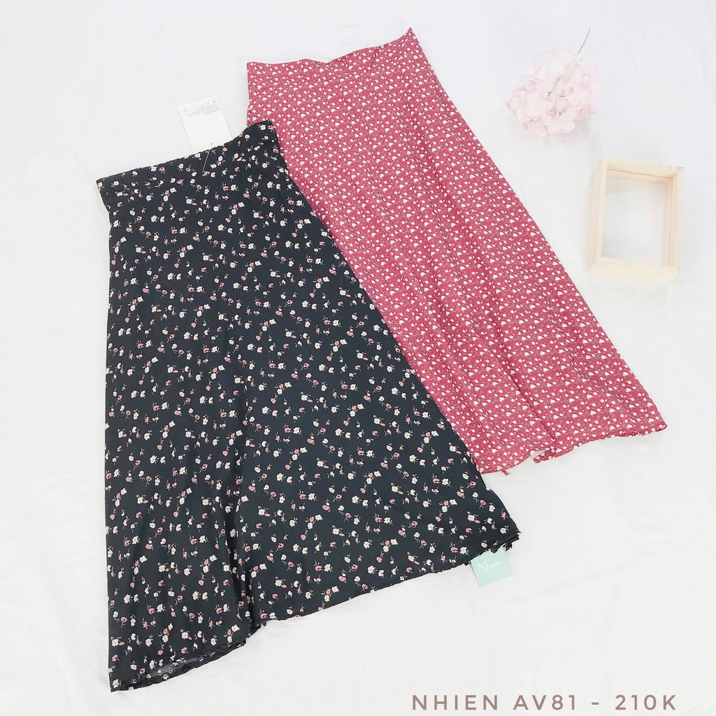 Chân váy voan hoa nhí Nhiên vintage lưng chun AV81 | BigBuy360 - bigbuy360.vn