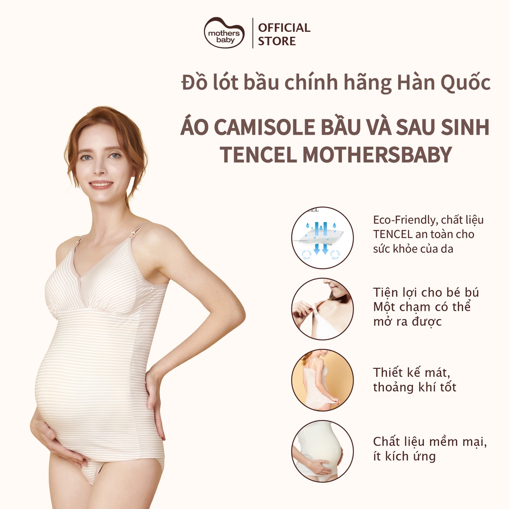 Áo Ngủ Bầu Sau Sinh Chất Liệu Tencel, Thiết Kế Khuy Mở Cho Bé Tuti Thương Hiệu Mothesbaby Hàn Quốc