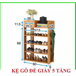 Kệ giày gỗ 5 tầng có ngăn kéo cao cấp đa năng tiện lợi - giá để giày sang trọng - BẢO HÀNH 3 THÁNG