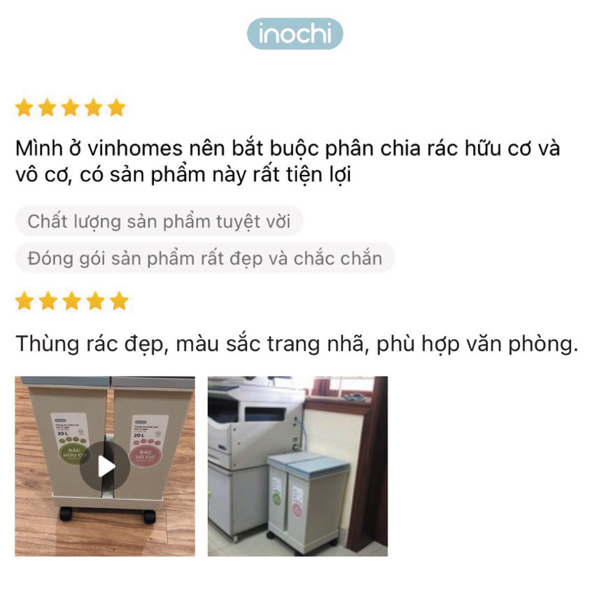 Thùng rác thông minh HIRO INOCHI 2 Ngăn bấm nút tự động mở nắp phân loại rác cho phòng khách, phòng ngủ,vệ sinh RAPL.002