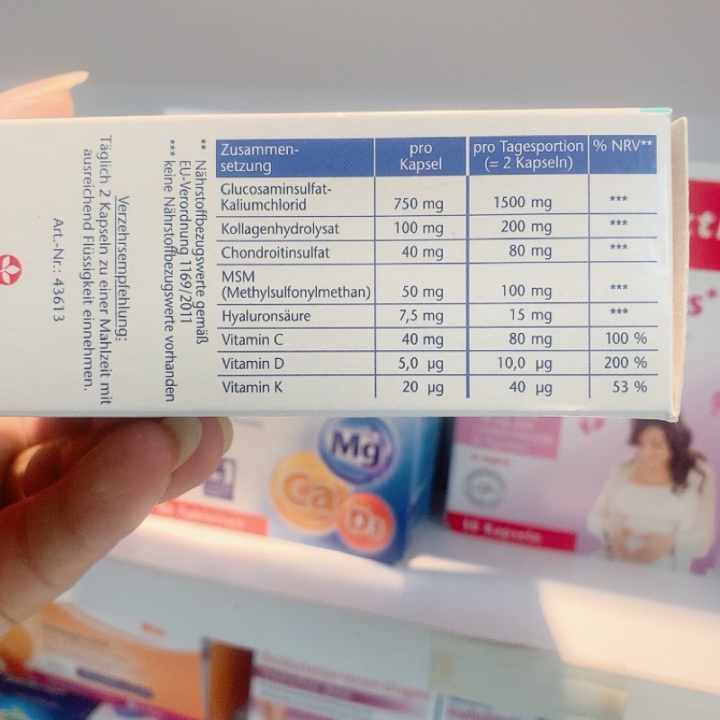 Viên uống bổ xương khớp GELENK 1500  DOPPEL HERZ  KẾT HỢP KOLLAGEN &HYALURON - Hộp 40Viên - Hàng nội địa Đức