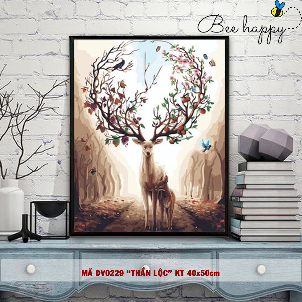 Tranh Sơn Dầu Số Hóa Tuần Lộc BEE HAPPY Tranh Tự Tô Màu Mã DV0229