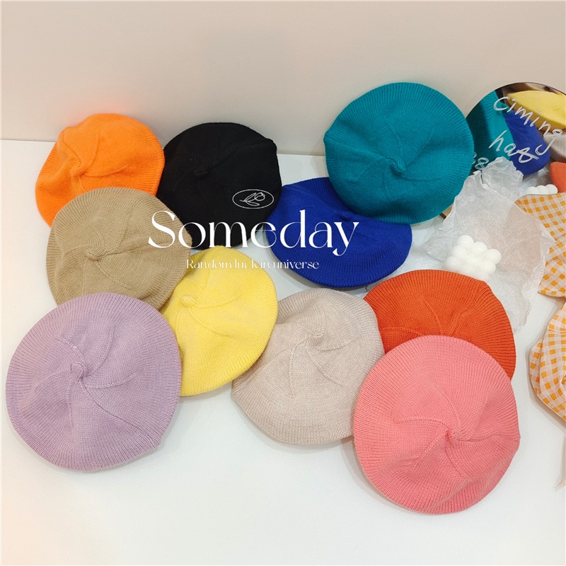 Mũ nồi màu trơn mềm mại phong cách Hàn Quốc cho bé