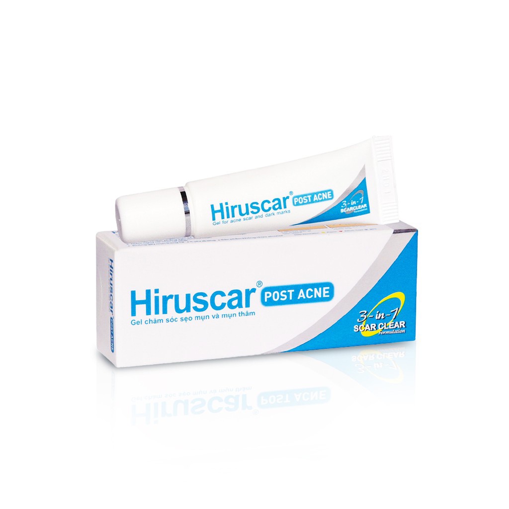 Hiruscar Post Acne - Gel chăm sóc làm mờ sẹo mụn và mụn thâm 3 in 1 Scar Clear Hiruscar Post Acne 5g - 10g