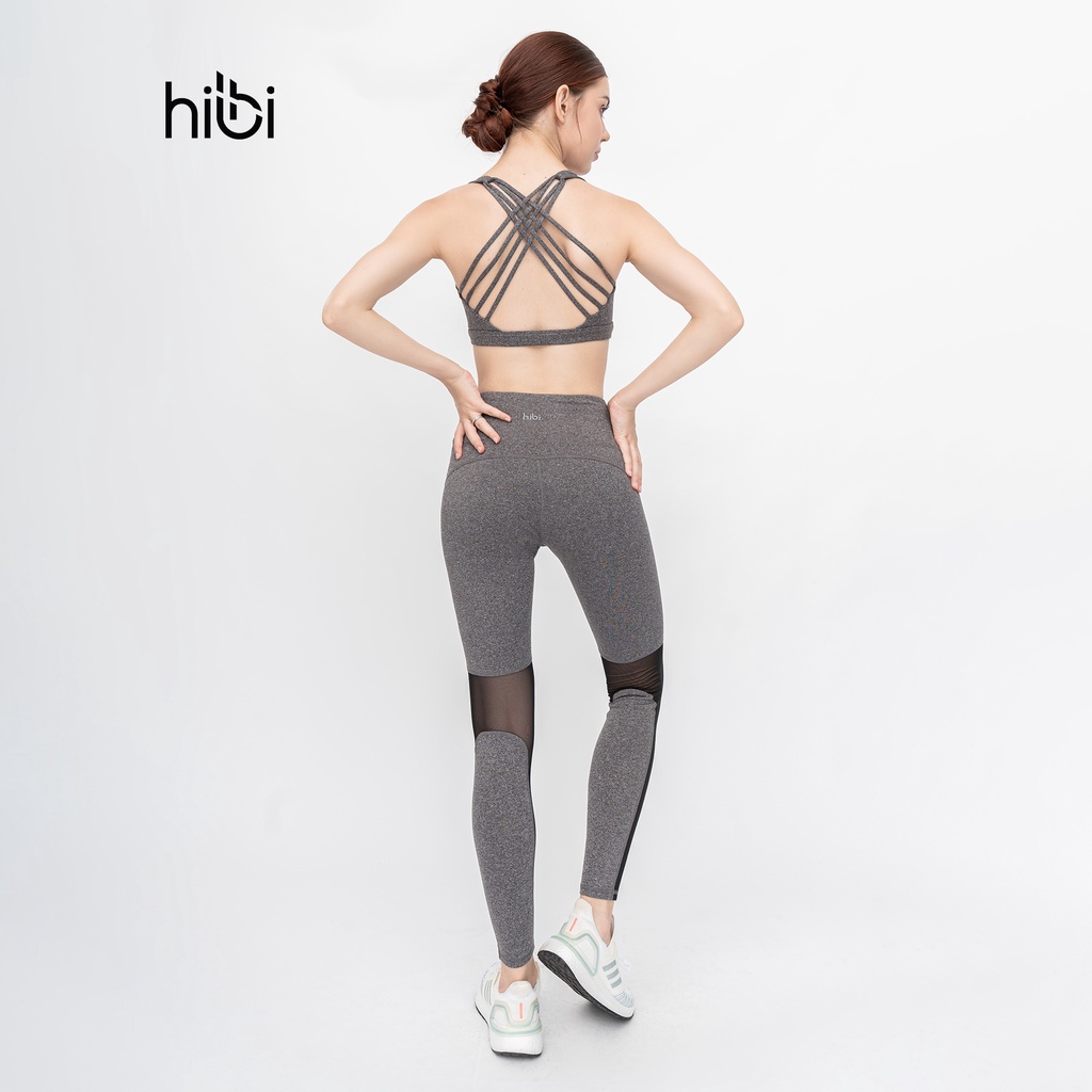 Set đồ tập yoga cho nữ Hibi Sports H101, áo bra thể thao 8 dây, quần lưng cao, kèm mút nâng ngực