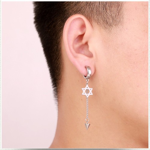 Bông Tai Nam Loại Kẹp Ko Cần Bấm Lỗ Tai Thép Titan Ko Rỉ TT 3608 - 1 Cái