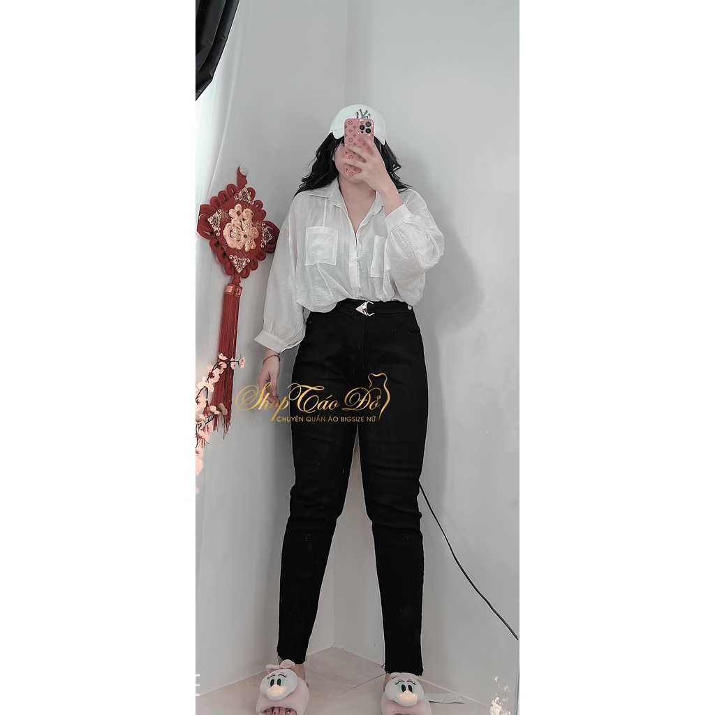 (TÁO ĐỎ BIGSIZE 55-90KG) Quần jean nữ lưng siêu cao co giãn có khóa tam giác kiểu J07 (ảnh thật shop chụp 100%)