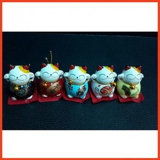 Combo 5 bộ tượng mèo thần tài phong thủy trang trí nhà cửa, xe hơi