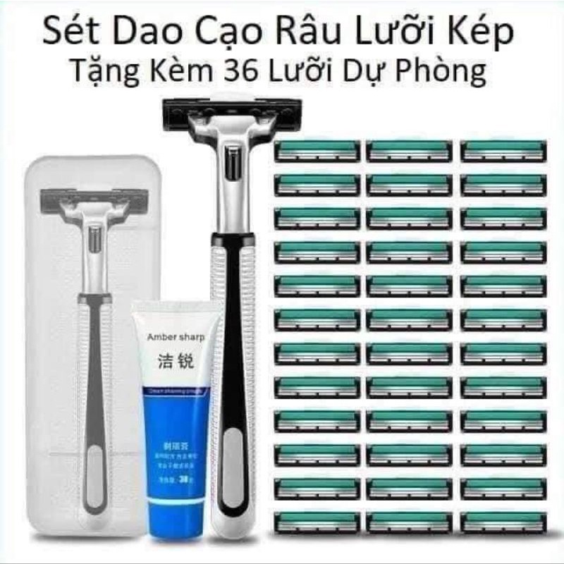 Sét dao cạo râu kèm36 lưỡi dao thay thế