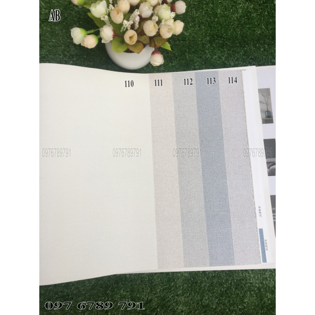 Giấy Dán Tường Hàn Quôc Vân Vải Ánh Kim Tuyến AB Cho Phòng Ngủ Khổ 1.06m Màu Trắng, Xanh