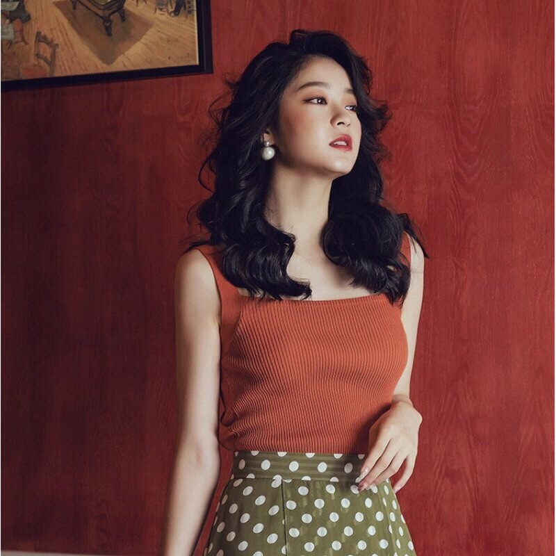 [Ảnh thật] Áo len hai dây bản to chất siêu đẹp