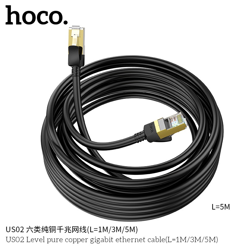 Dây Mạng Lan Hoco US02, Dây Mạng Bấm Sẵn 2 Đầu 3m 5m Chính Hãng Bảo Hành 1 Năm