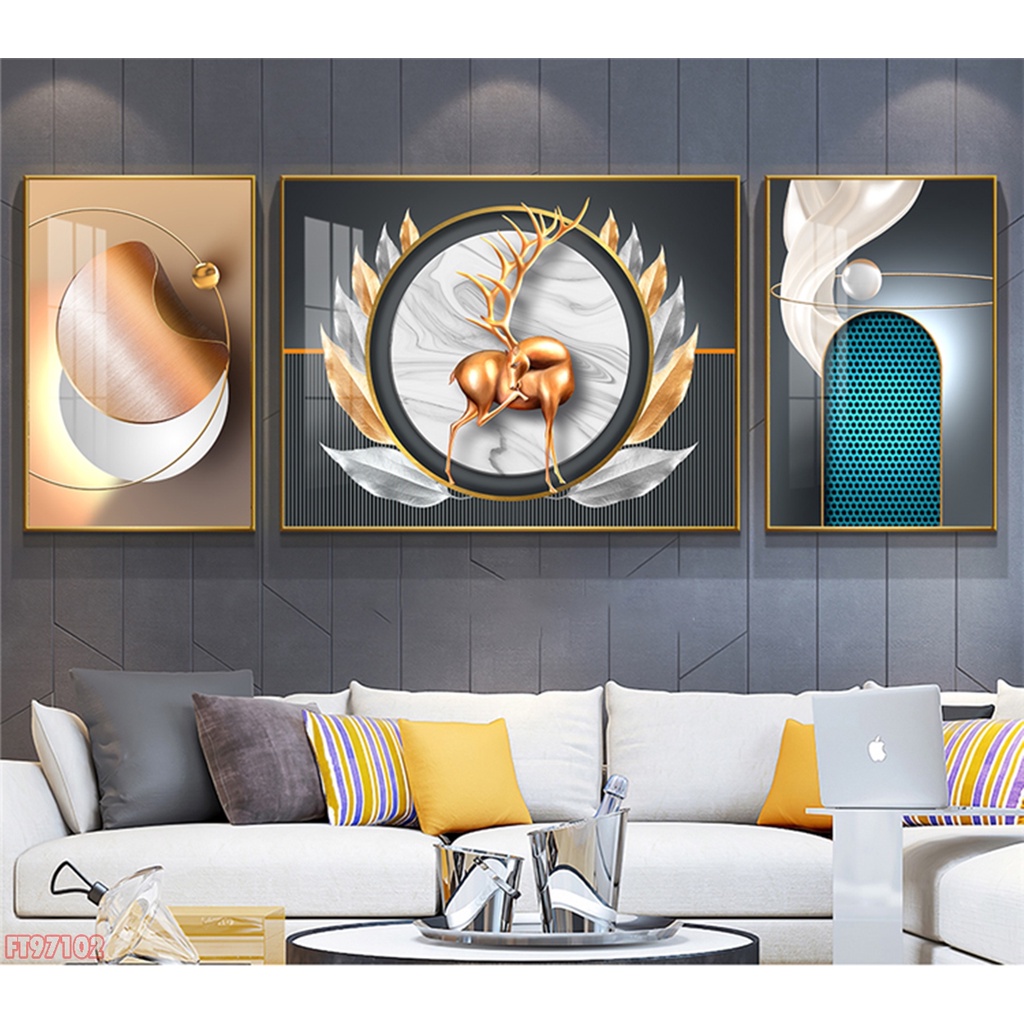 Tranh tráng gương  RẺ VÔ ĐỊCH bộ 3 tranh treo tường, tranh bộ 3 bức treo phòng khách