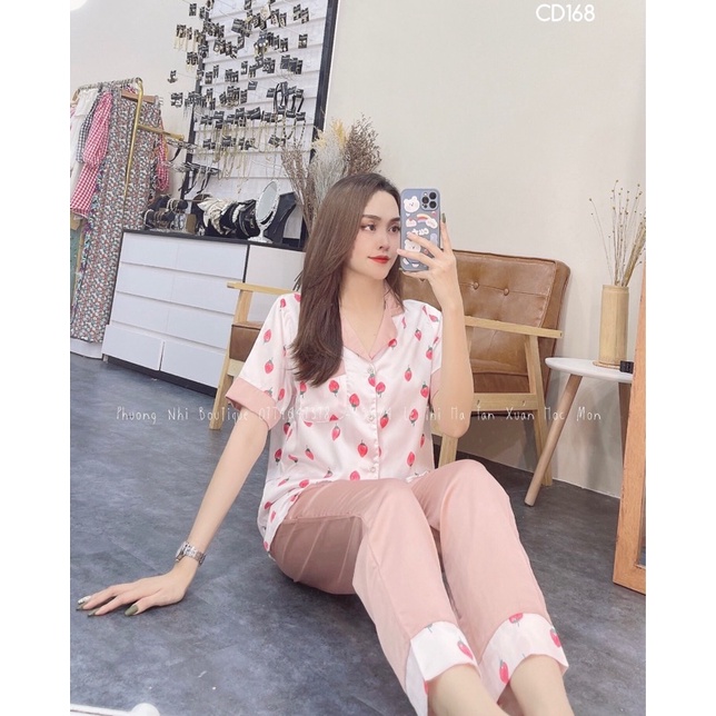 Đồ ngủ Pijama lụa SATIN - tay ngắn quần dài vải mềm mịn, sang trọng ạ🥰